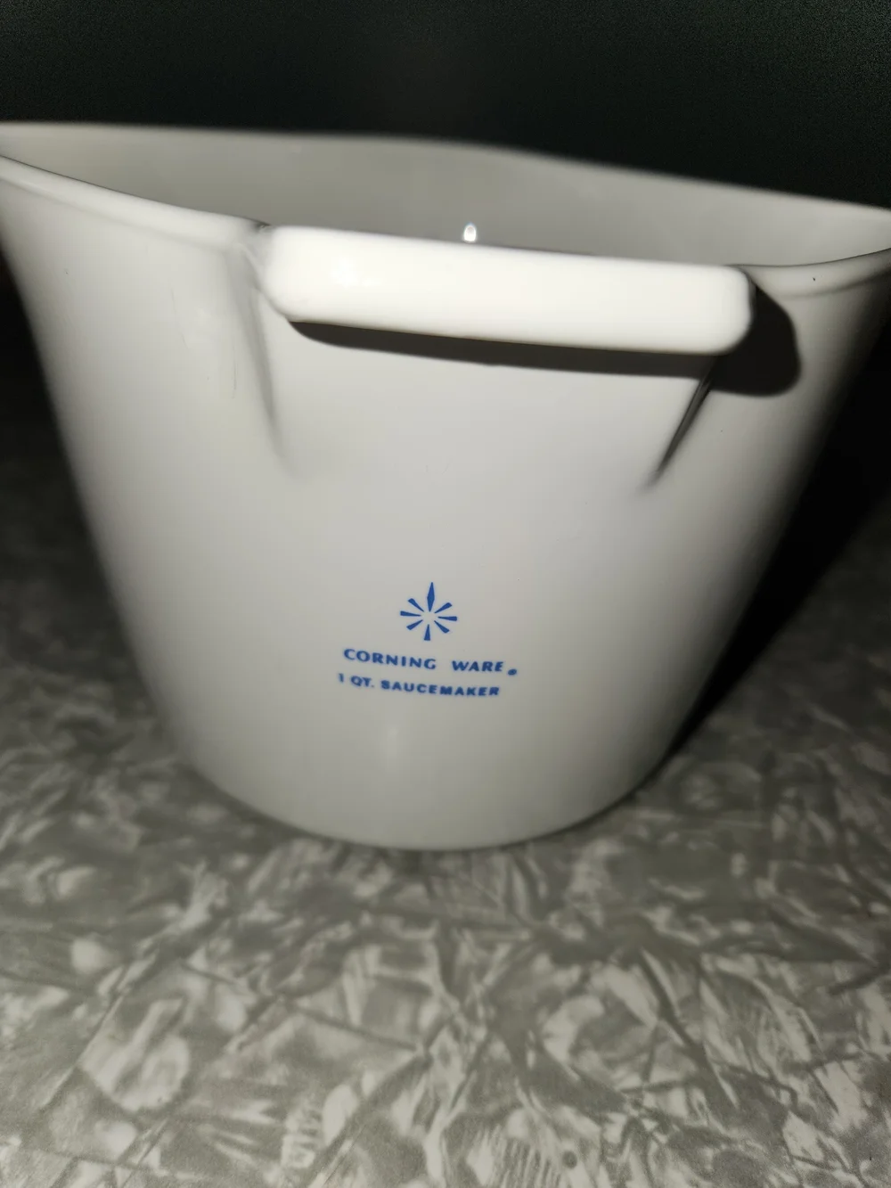 Corningware White Ceramic Pitcher with Blue Floral Design